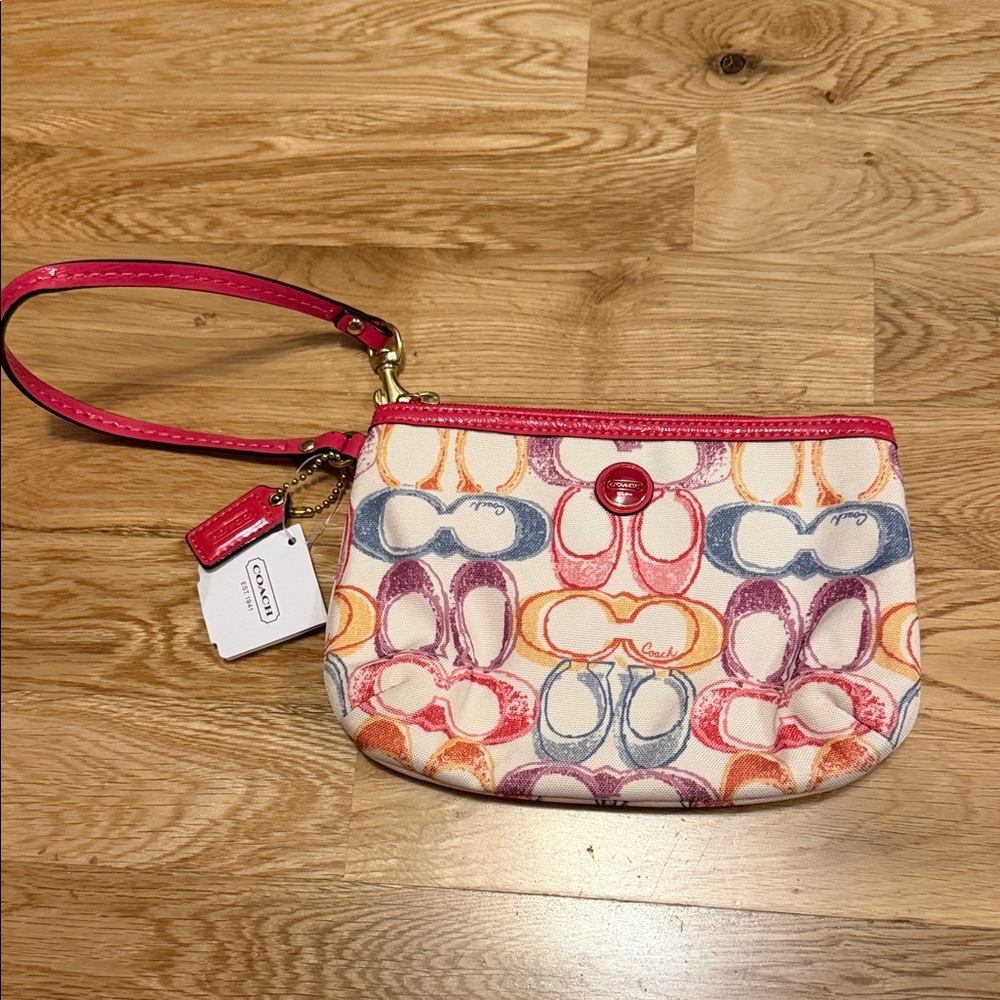 Coach Pink and Multicolor Wristlet